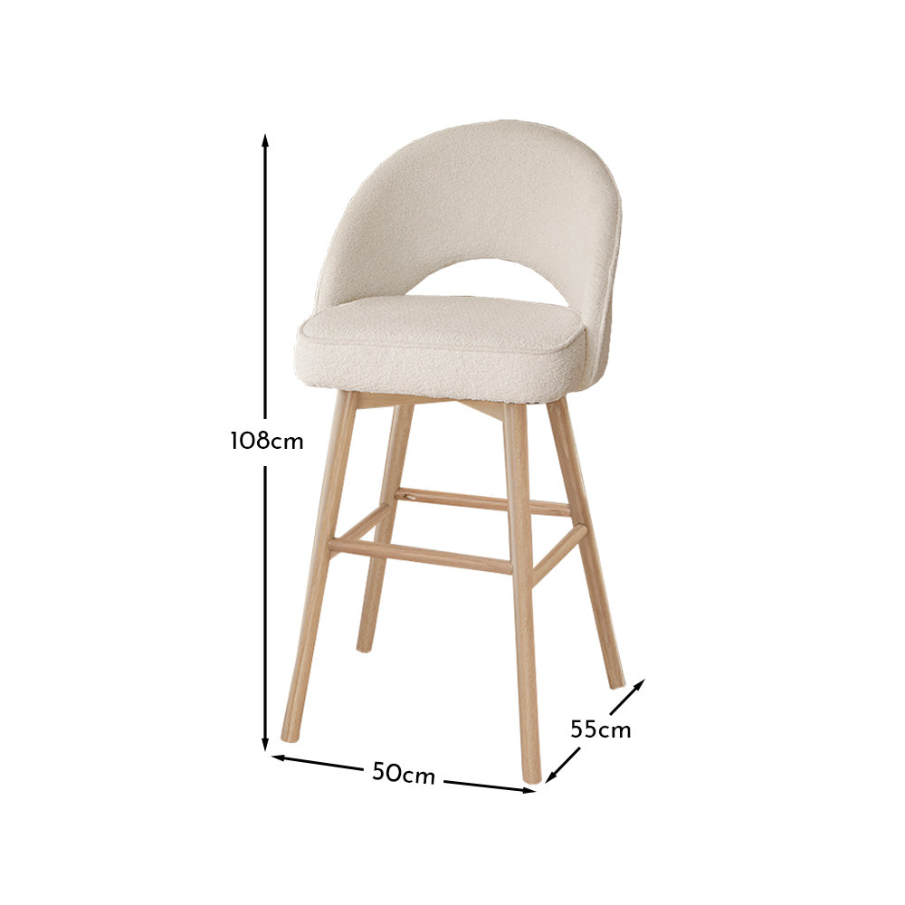 Marilyn Bar Stool- Boucle with Whitewash Legs