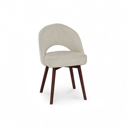 Bastian 220cm Coffee Brown Mango Wood Dining Table Set - 6 Seater - Marilyn Light Beige Boucle Dining Chairs -  Coffee Brown Mango Wood Legs