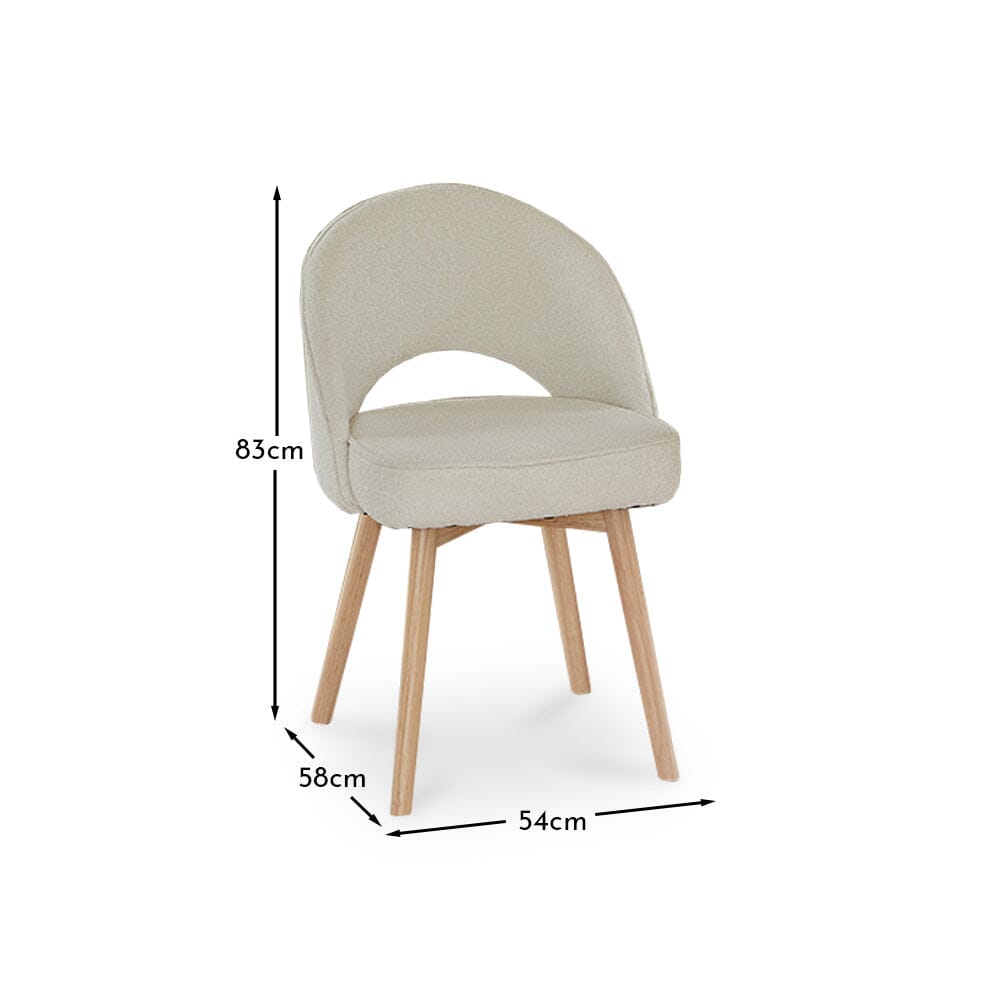 Marilyn Boucle Dining Chairs - Set of 2 - Whitewash Oak Legs - Laura James 