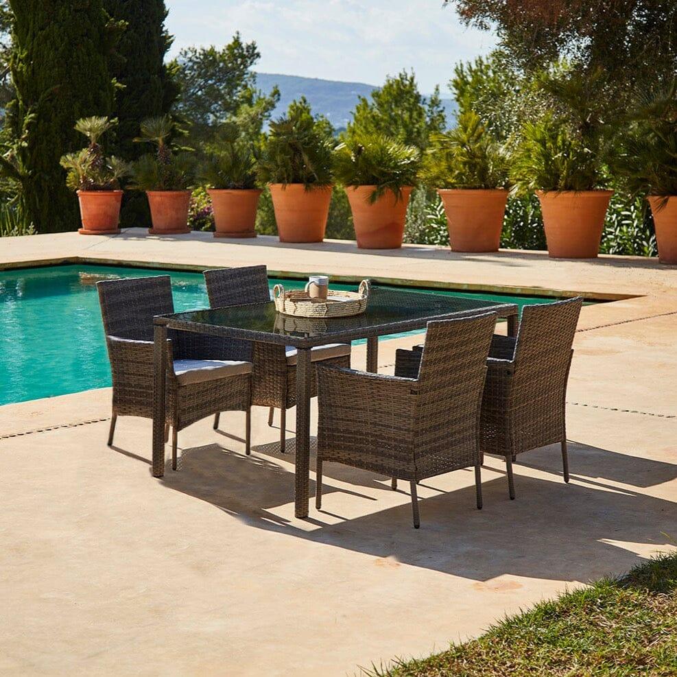 Marston 4 Seater Rattan Outdoor Dining Set - Rattan Garden Furniture - Grey