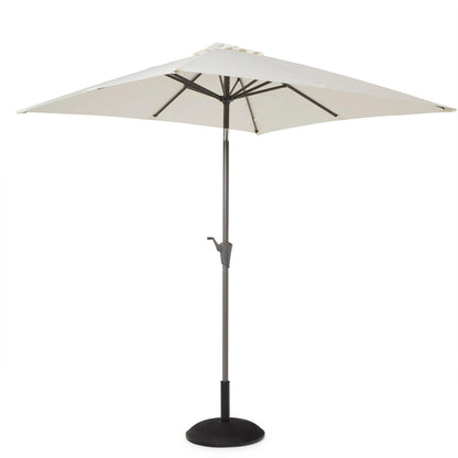 Marston 6 Seater Rattan Outdoor Dining Set with Cream Parasol - Rattan Garden Furniture - Black - Polywood Top - Laura James