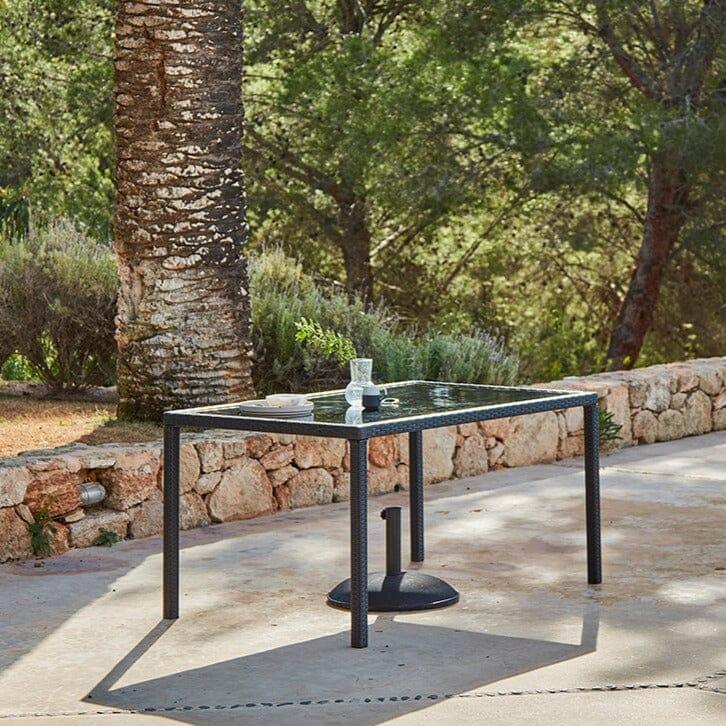 Marston 8 Seat Black Glass Top Outdoor Dining Table - Black - Laura James