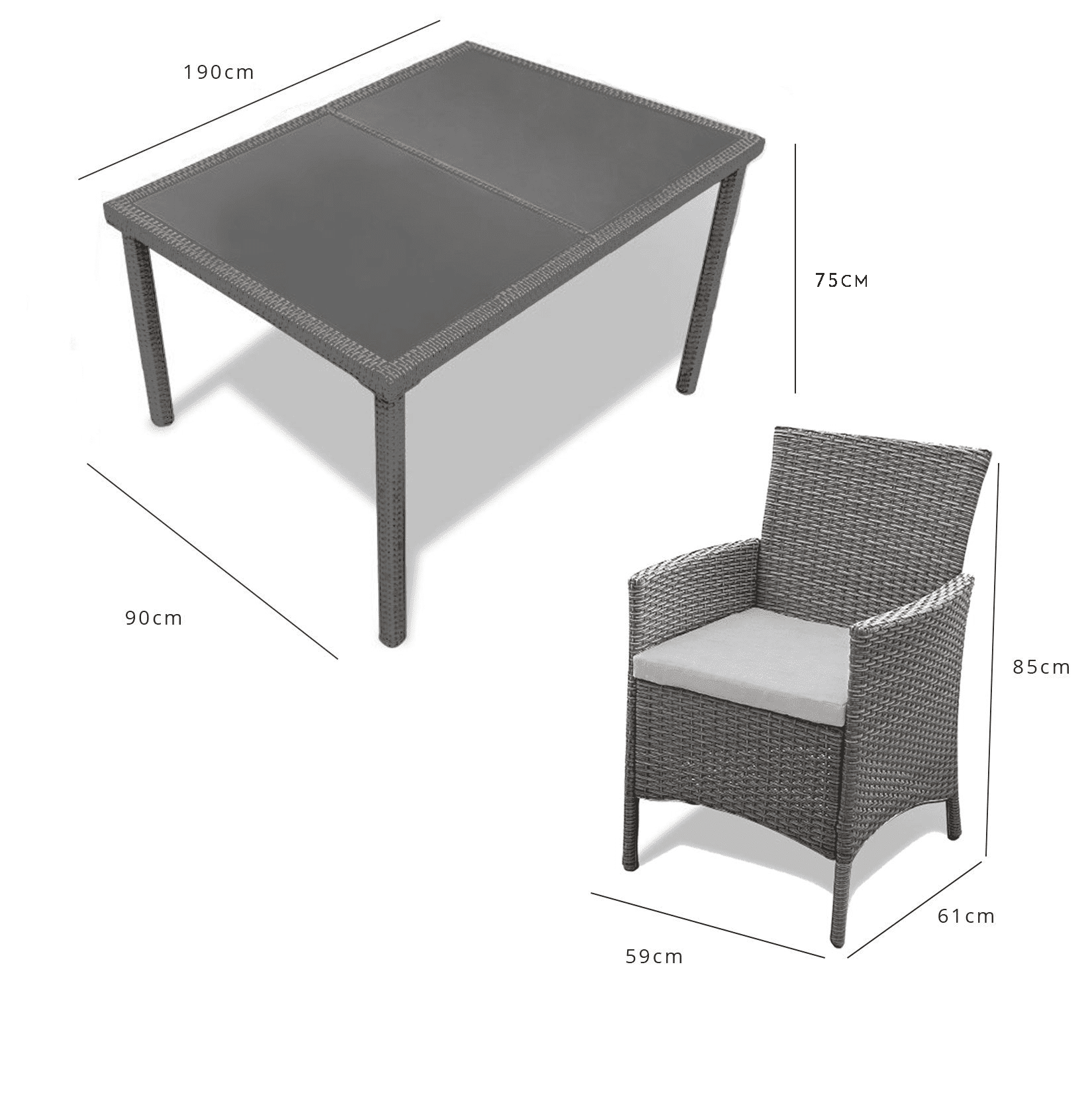 Marston 8 Seater Rattan Outdoor Dining Set with Grey Parasol - Rattan Garden Furniture - Grey - Polywood Top - Laura James