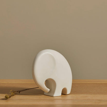 Meru 15cm Ceramic Elephant Ornament - White - Laura James