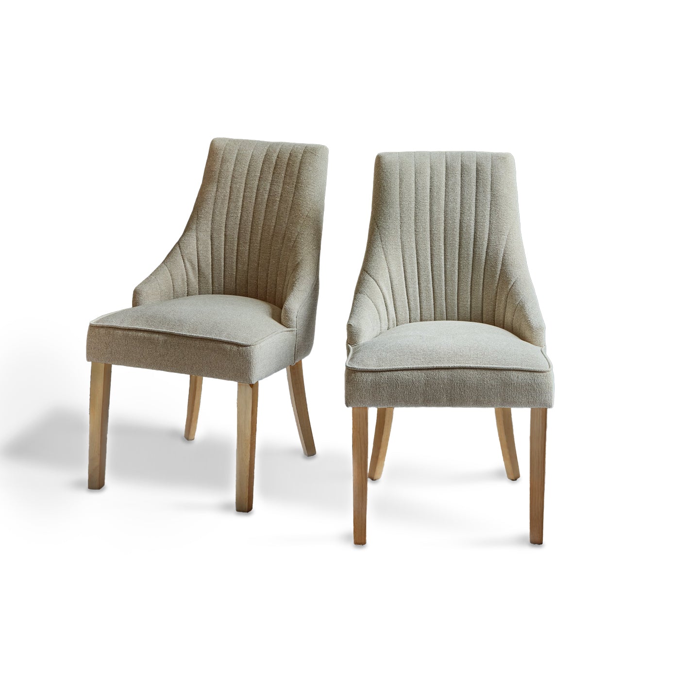 Nadine Dining Chairs - Set Of 2 - Soft Taupe with Whitewash legs - Laura James