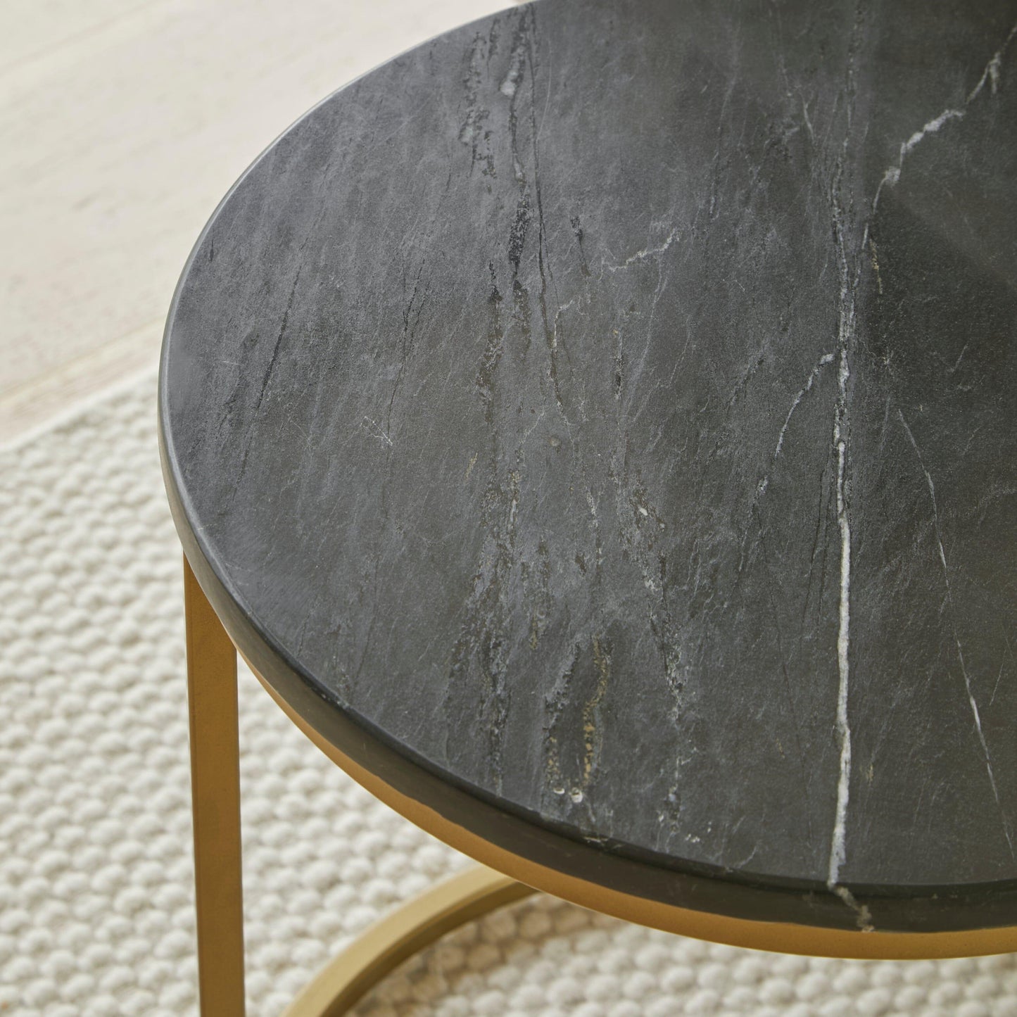 Nara Round Real Marble Side Table with Gold Legs
