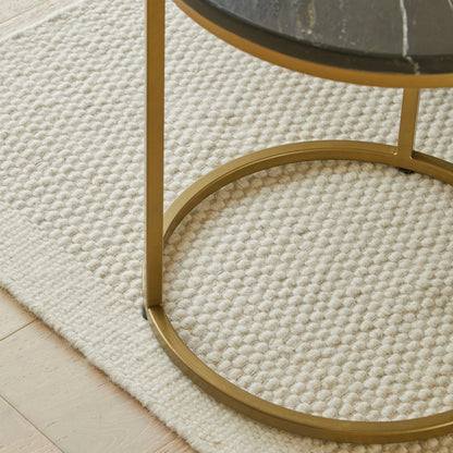 Nara Round Real Marble Side Table with Gold Legs