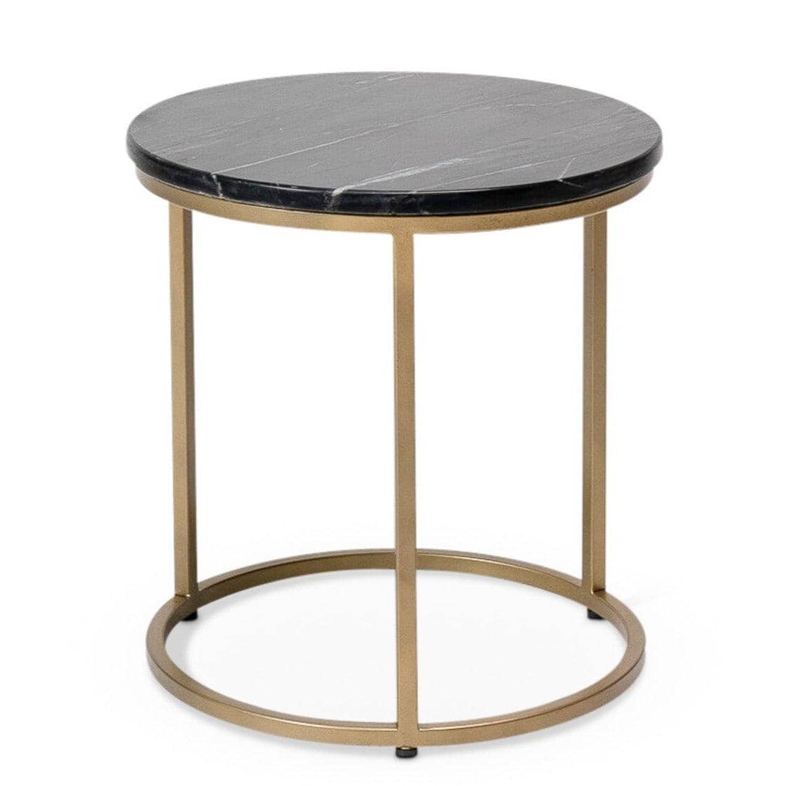 Nara Round Real Marble Side Table with Gold Legs