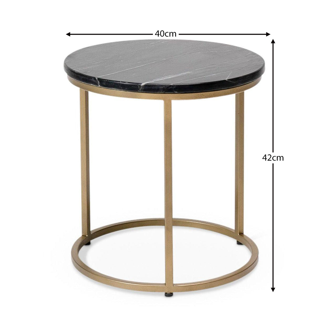 Nara Round Real Marble Side Table with Gold Legs