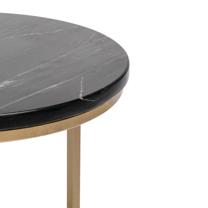 Nara Round Real Marble Side Table with Gold Legs