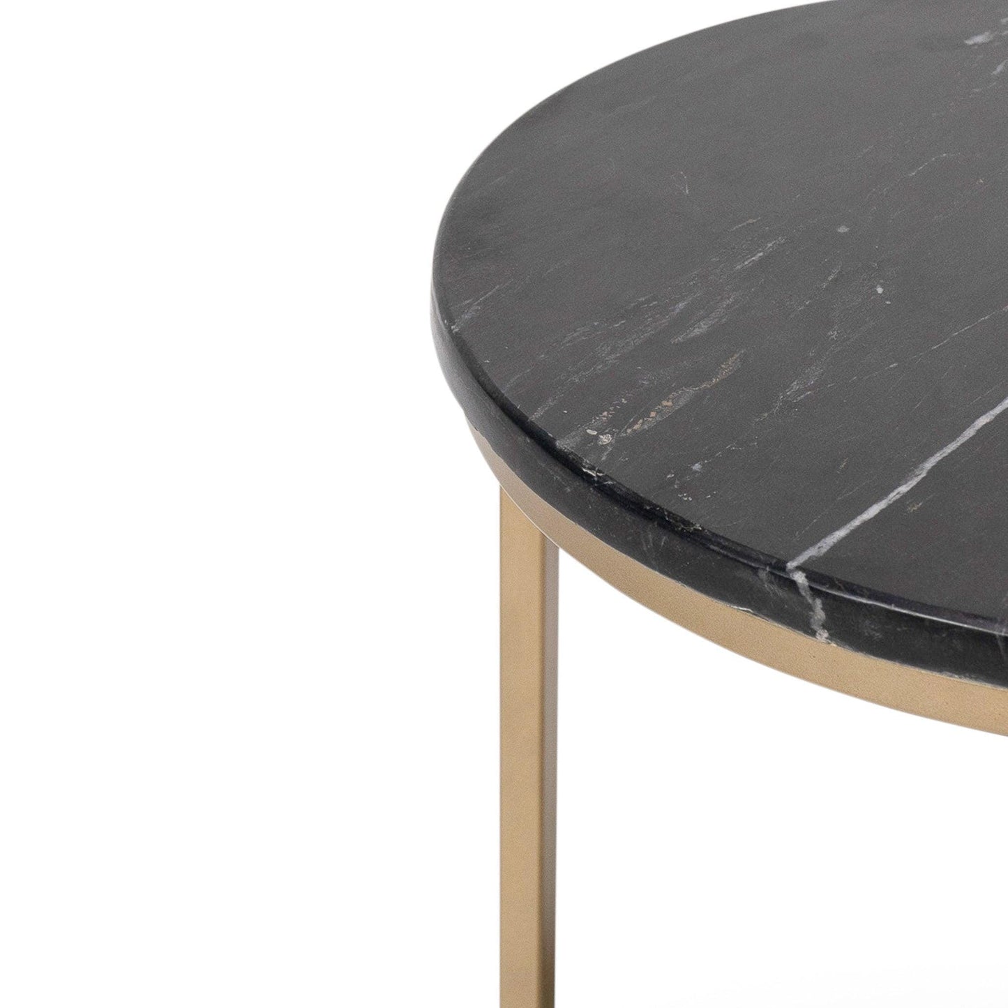 Nara Round Real Marble Side Table with Gold Legs