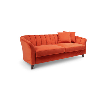 Florence Burnt Orange 4 Seater Sofa with Dark Oak Legs