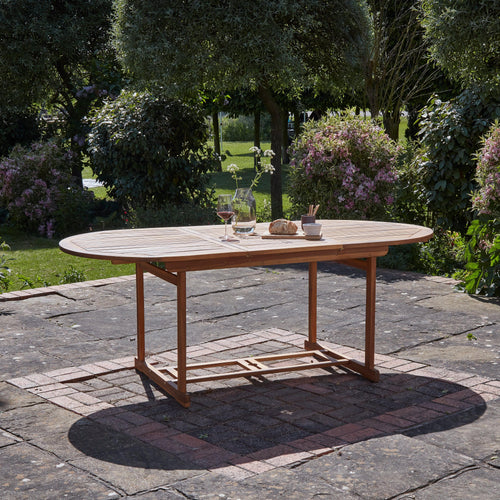 Oakley 6 Seater Wooden Oval Extending Garden Dining Table 150-200cm