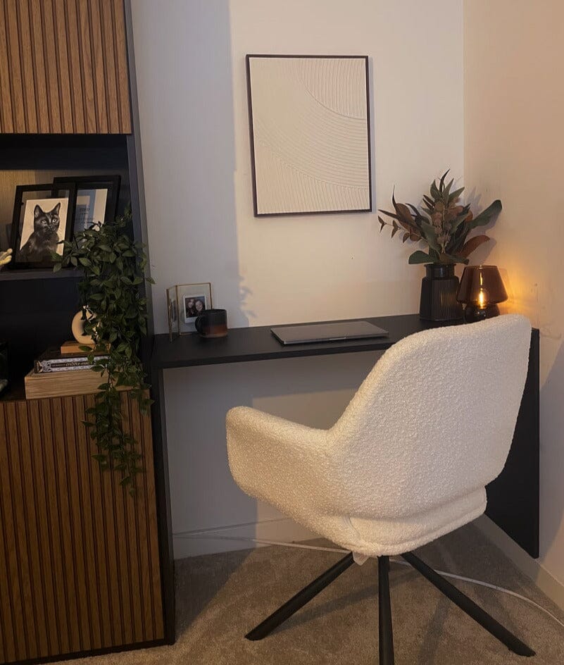 Parker Boucle Office Swivel Chair -  Black Metal Legs