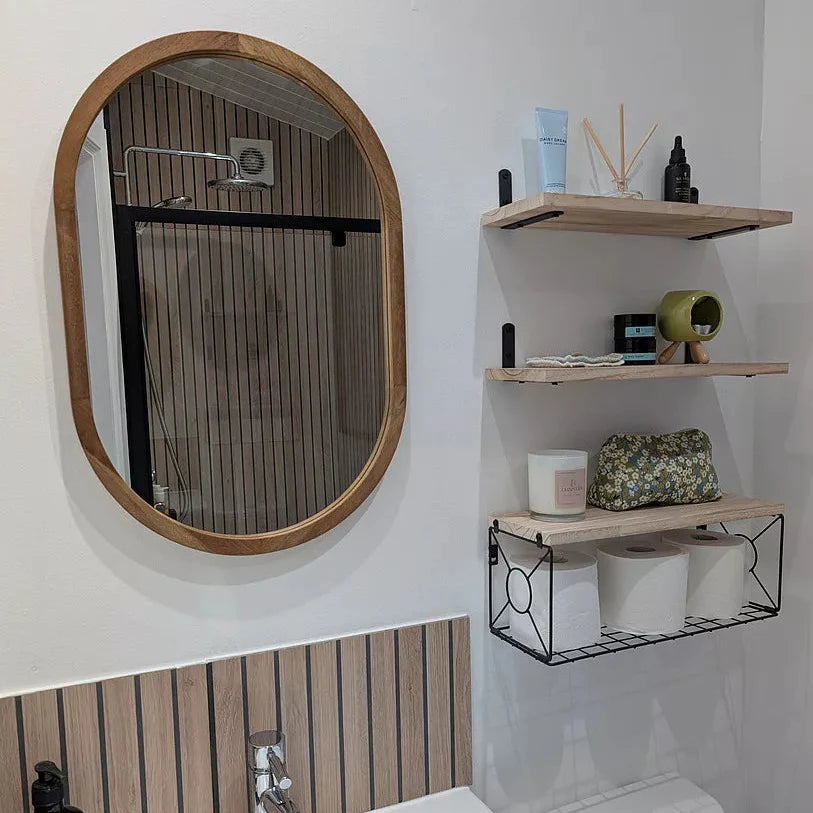 Lowesby 60x40cm Wooden Mirror - Natural - Laura James 