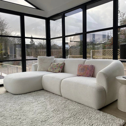 Nathalia Left Chaise Sofa - Chalk White Boucle - Laura James 