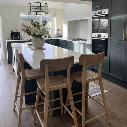 Silvester Whitewash Bar Stool with Backrest - Laura James 