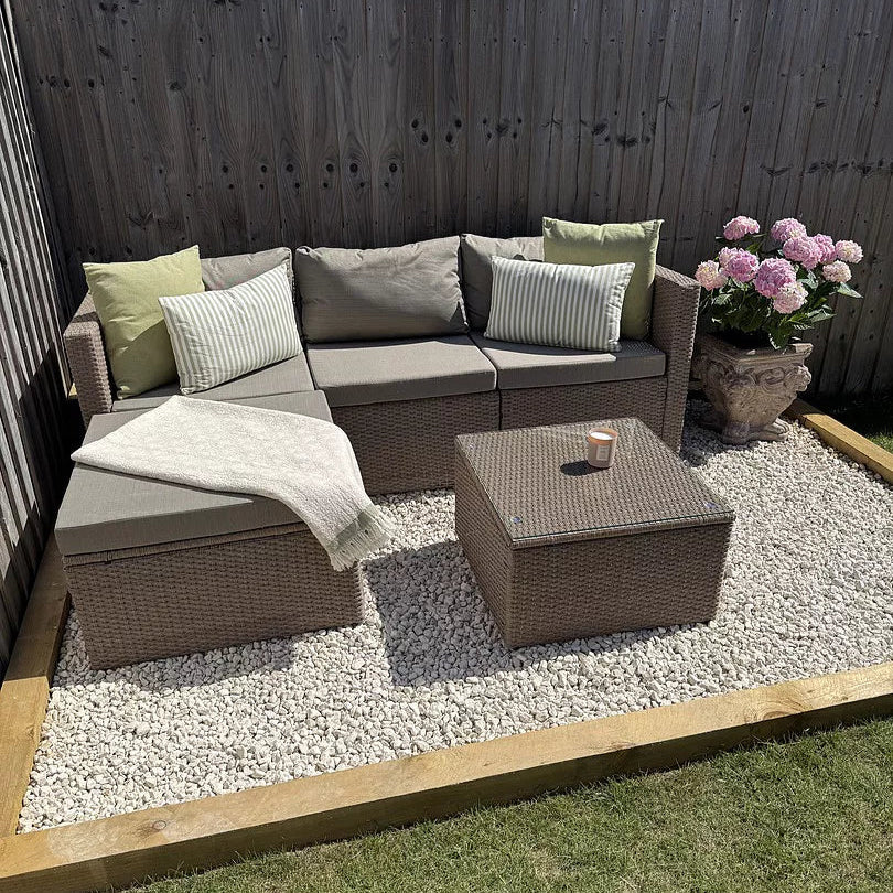 Weston 4 Seater Rattan Garden Corner Sofa Set - Natural Weave - Laura James 