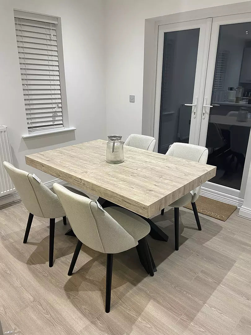 Freya Sand Dining Chairs - Set of 2 - Black Oak Legs  - Laura James 