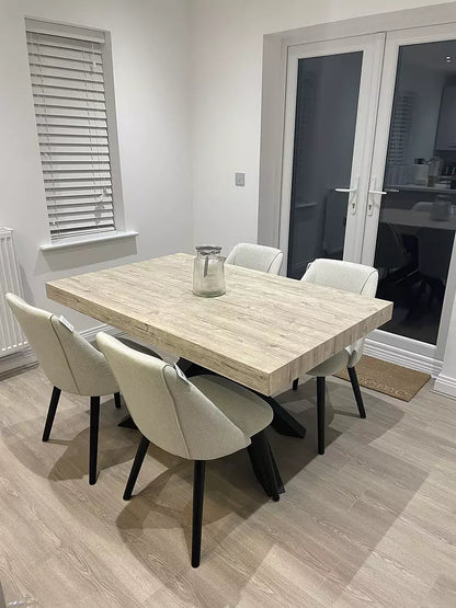 Freya Sand Dining Chairs - Set of 2 - Black Oak Legs  - Laura James 