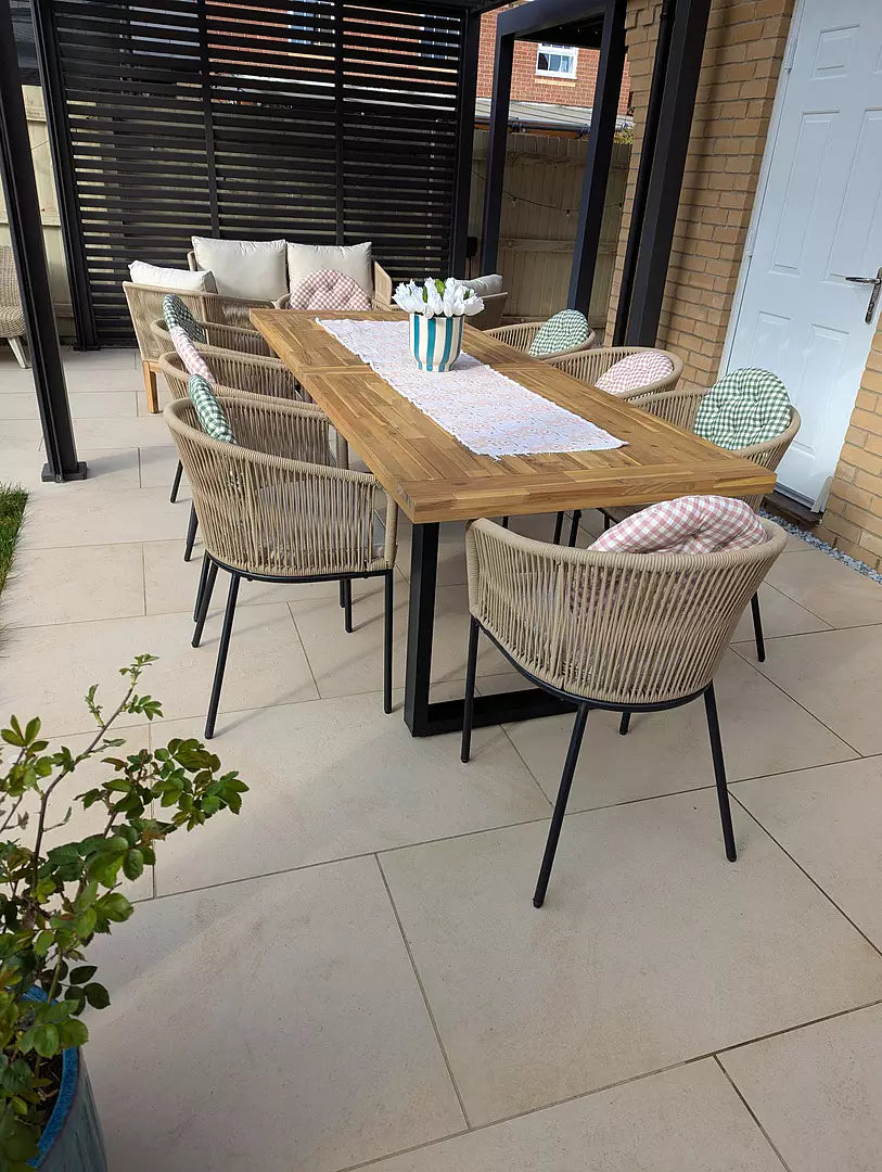 Hali 8 Seater Wooden Outdoor Dining Set with Hali Natural Chairs - 235cm - Laura James