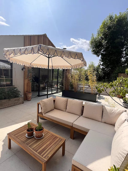 Dakota Wooden Garden Corner Sofa Set - Sand Cushions - Laura James 