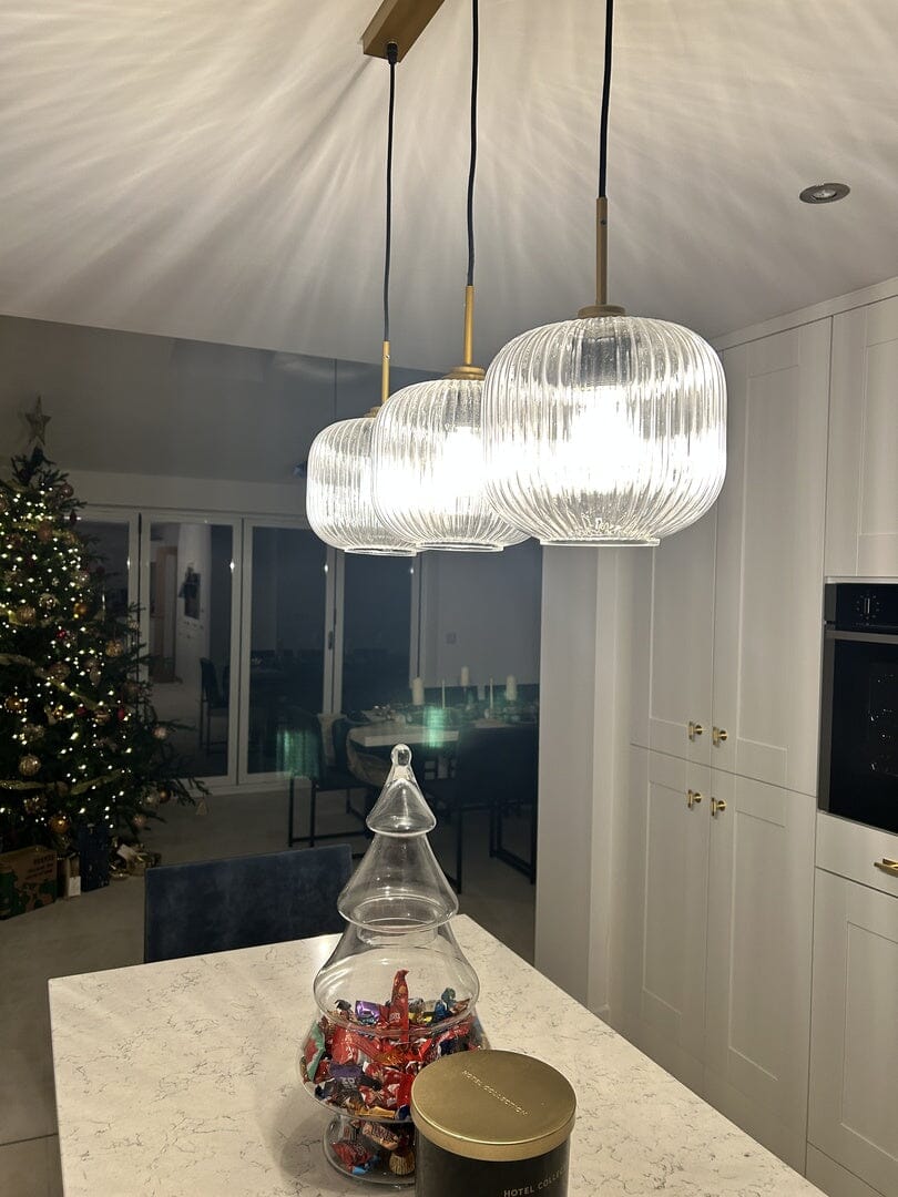 Elland 20cm Triple Glass Pendant Lights Gold Laura James
