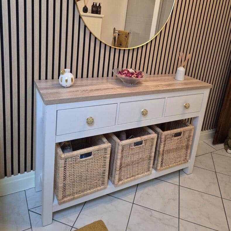 Bampton 3 Drawer Console Table - Alabaster White - Laura James