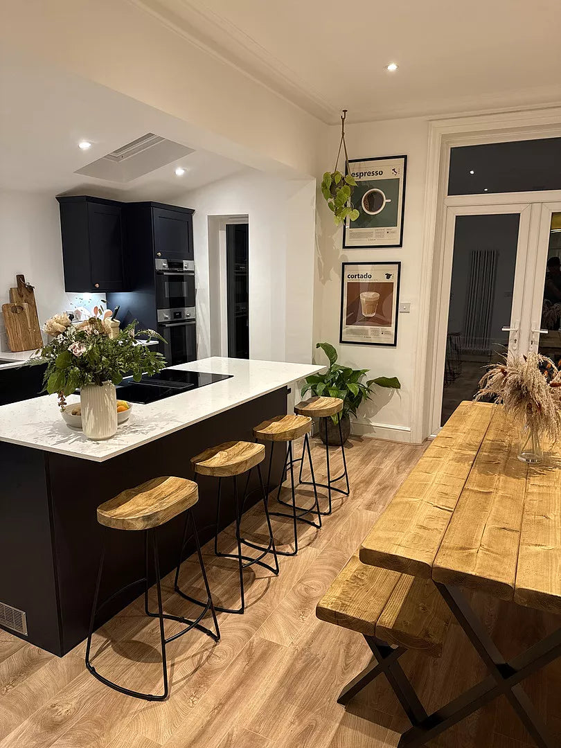 Aiden Natural Mango Wood Backless Bar Stools - Set of 2 - Laura James 