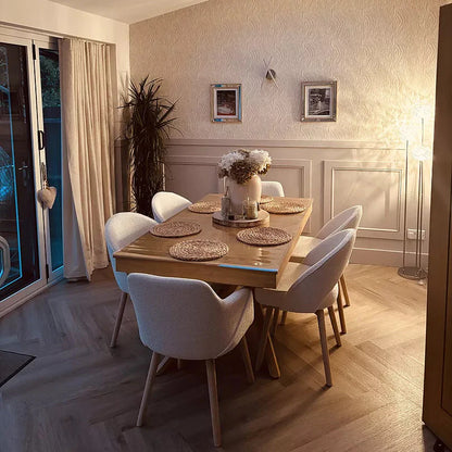 Amelia Pale Oak Wood Dining Table - Extendable - Laura James