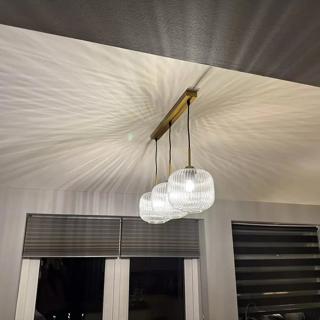 Elland 20cm Triple Glass Pendant Lights - Gold - Laura James