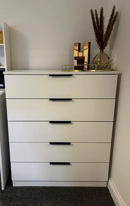 Essie Tall Chest of 5 Drawers - White – Laura James Ireland