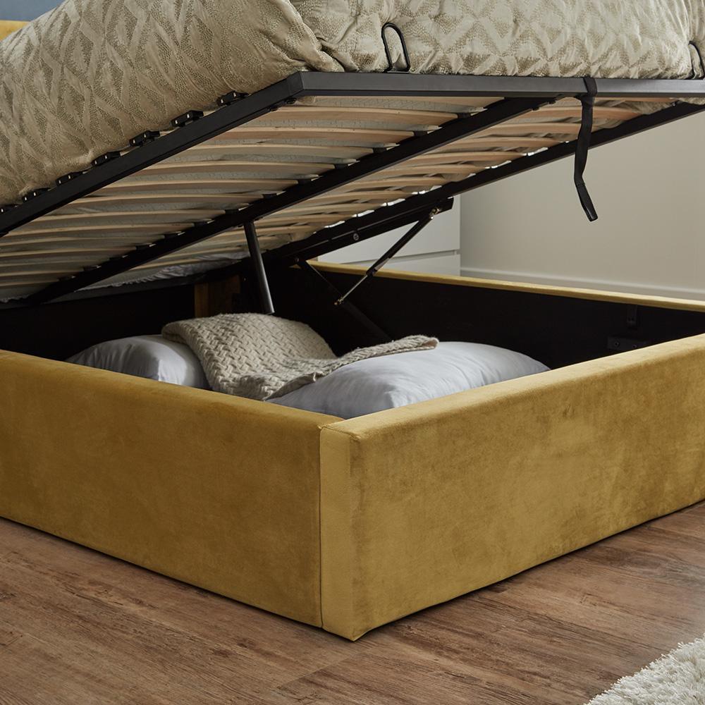 Mustard Yellow velvet king size ottoman bed - Laura James