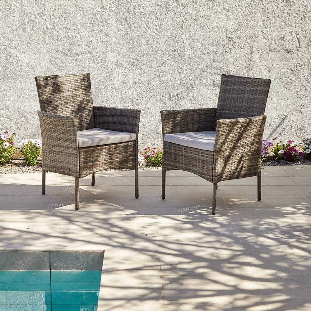 Outdoor Dining Chairs - Set Of 2 - Grey Rattan