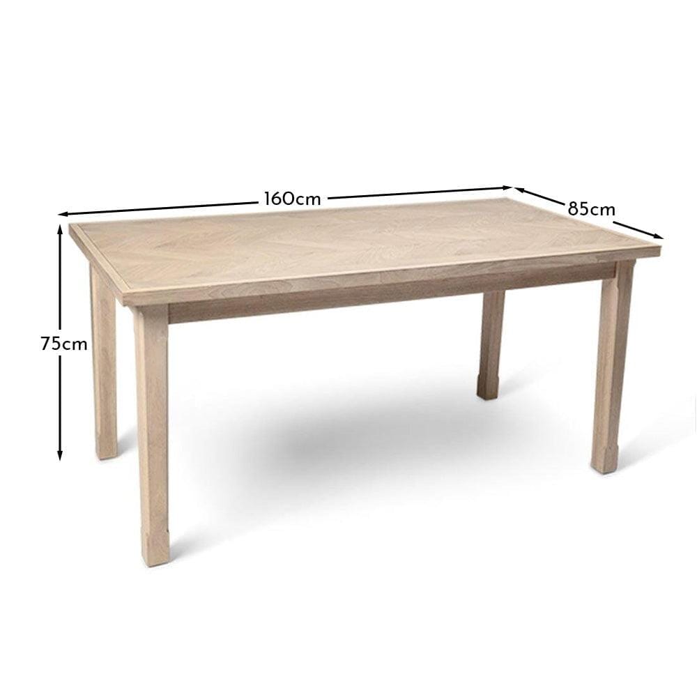 Ella Pale Oak Wood Parquet Dining Table