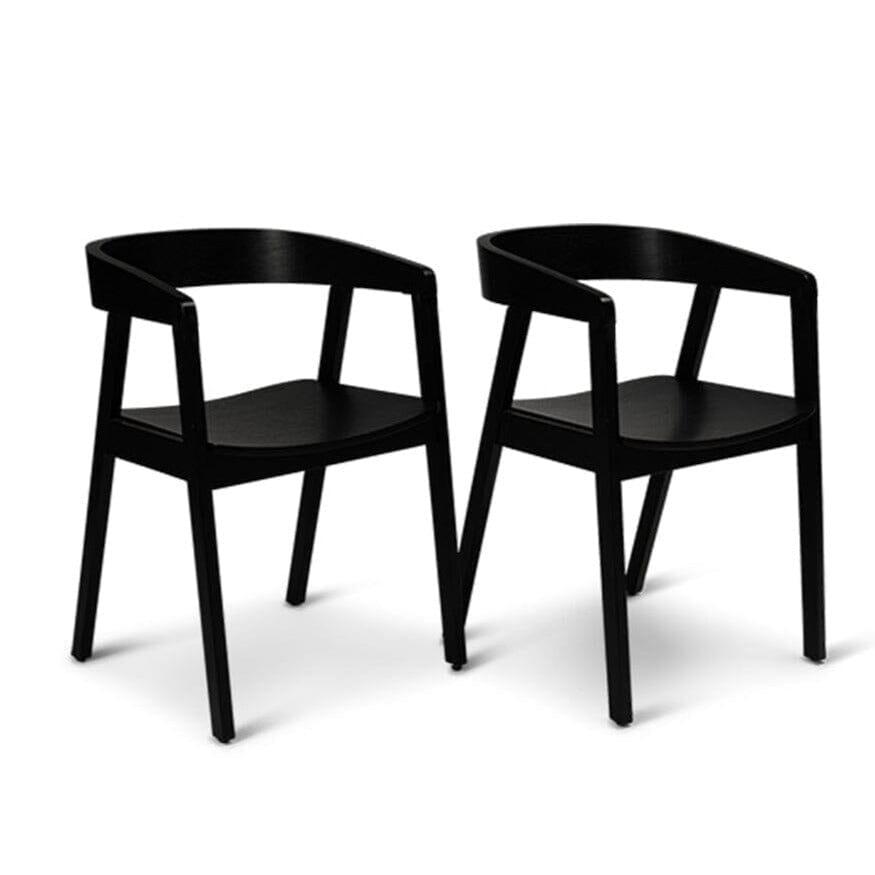Ella Wooden Dining Armchairs set of 2 - Black- Laura James