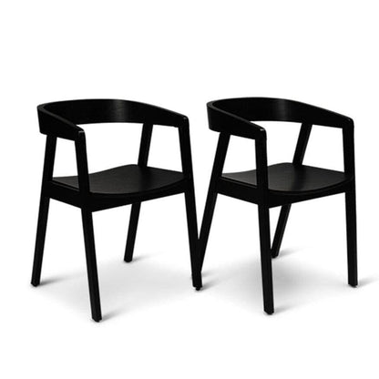 Ella Wooden Dining Armchairs set of 2 - Black- Laura James