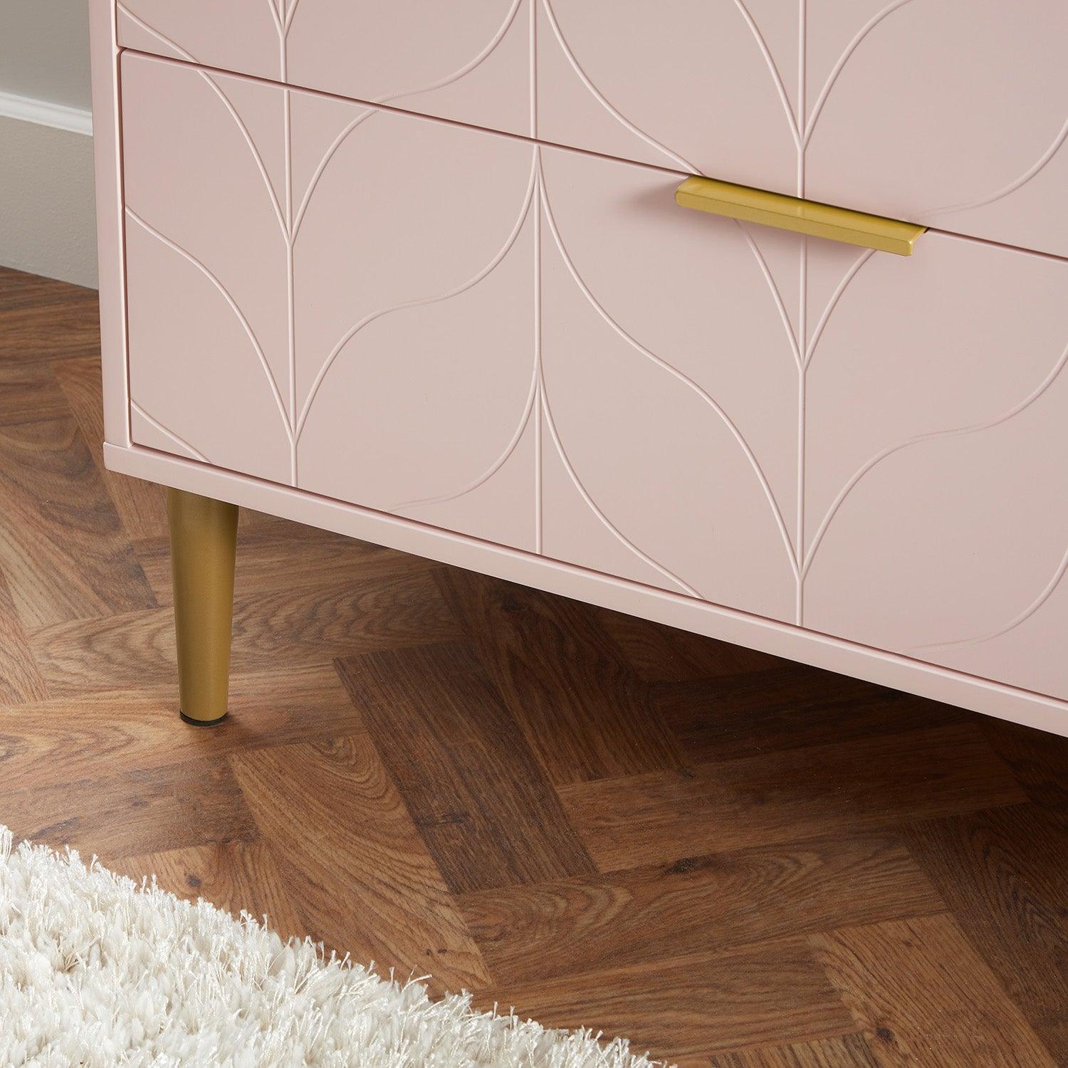 Gloria chest of drawers - pale pink & brass effect - Laura James