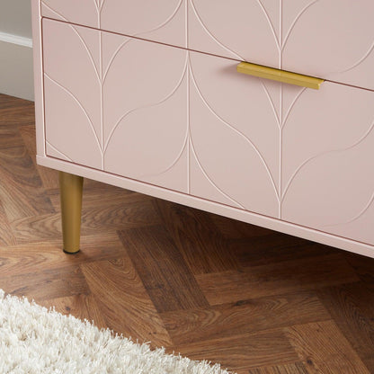 Gloria chest of drawers - pale pink & brass effect - Laura James