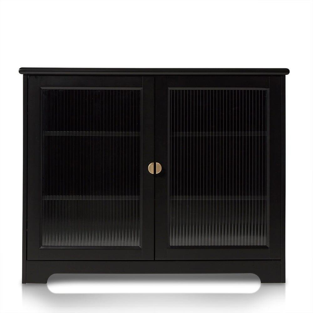 Lua 2 Door Sideboard in Noir Black with Fluted Glass - Laura James