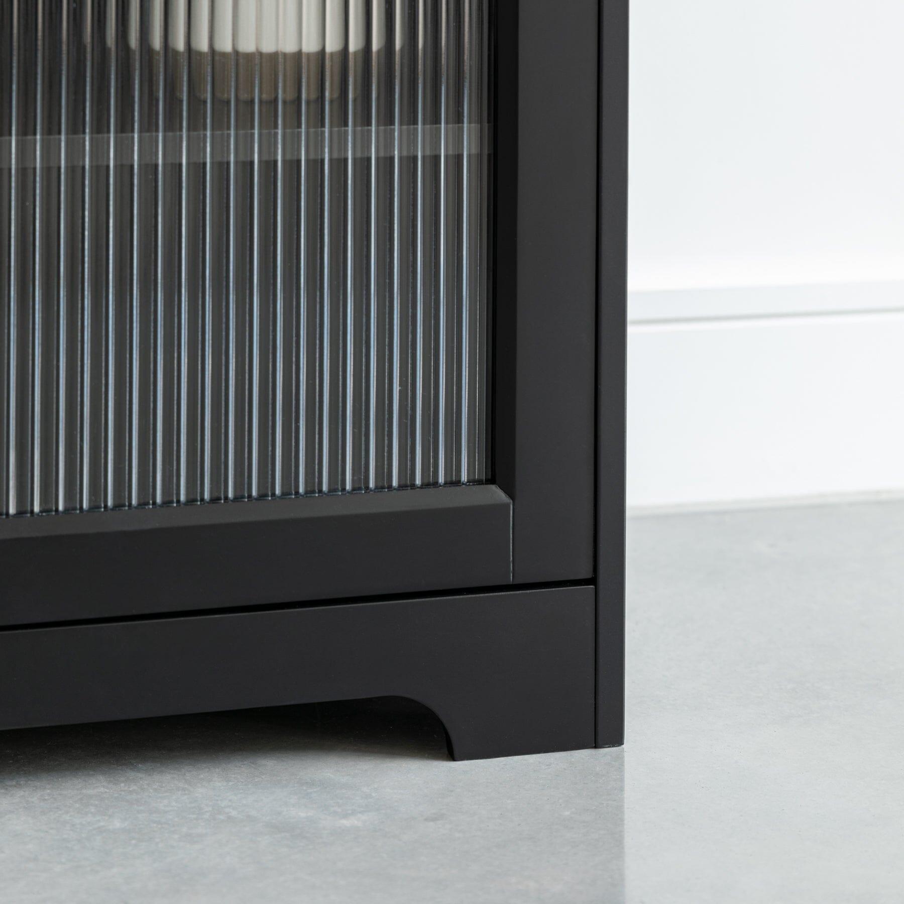 Lua 2 Door Sideboard in Noir Black with Fluted Glass - Laura James