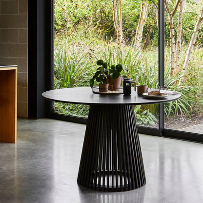 Willow Round Dining Table Stained Black - Laura James