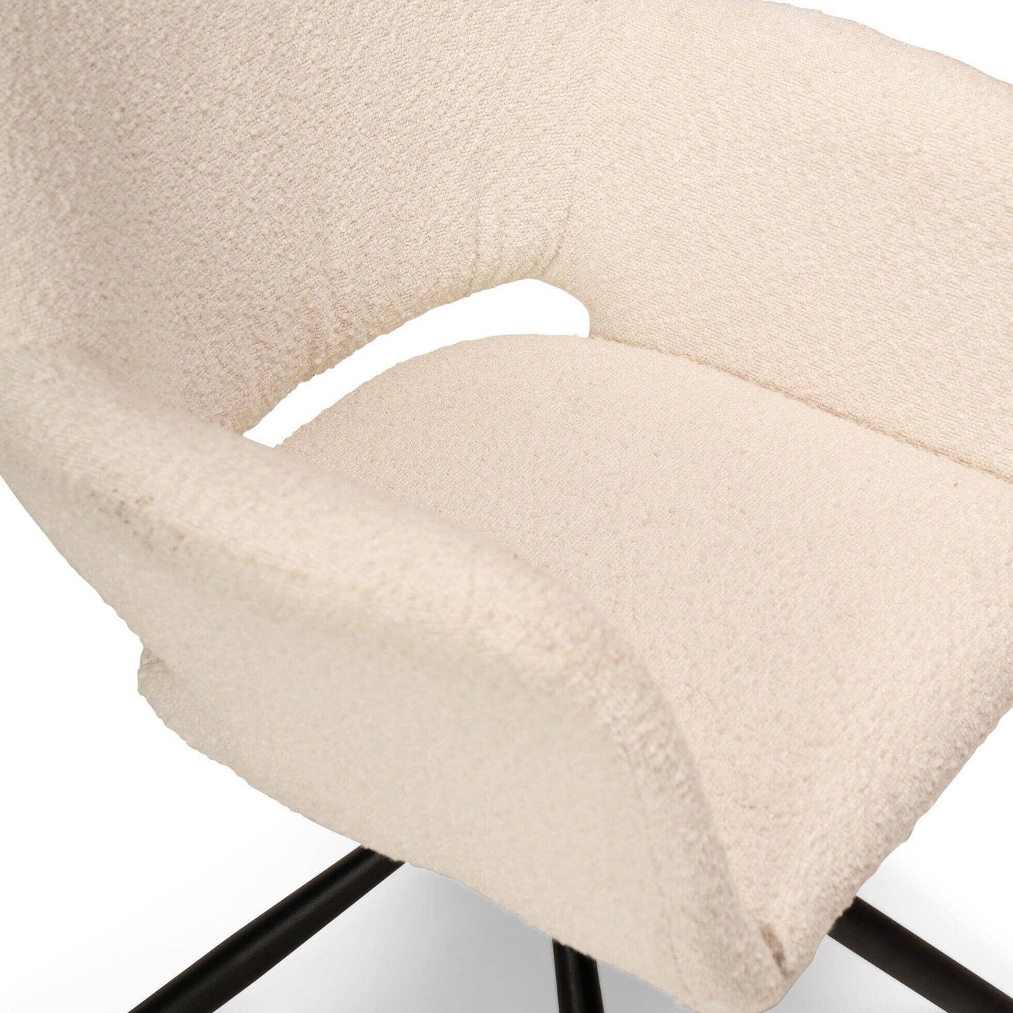 Parker Boucle Office Chair - White with Black Metal Legs - Laura James