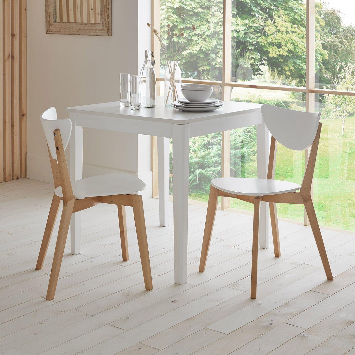 Paul extendable table with 2 chairs - small - white - Laura James