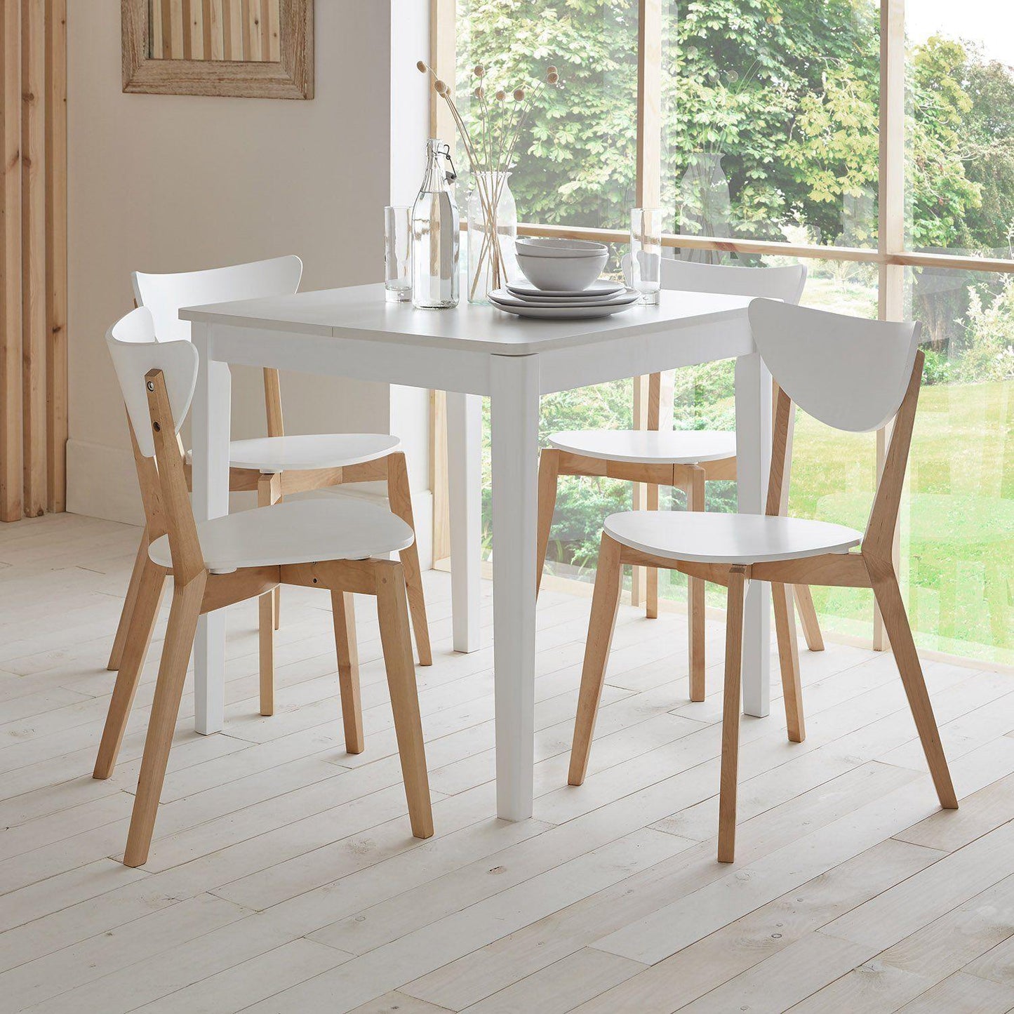 Paul extendable table with 4 chairs - small - white