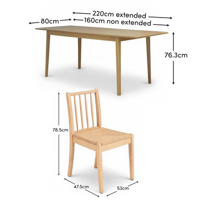 Farren Whitewash Oval Dining Table Set - 6 Seater - Tilly Natural String Dining Chairs - Whitewash Oak Legs - Laura James