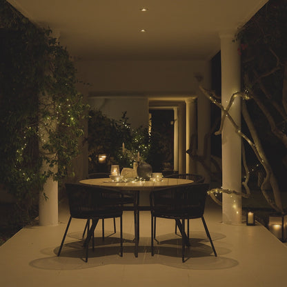 Ezra  Round 4 Seater Dining Table Set with Hali Black Rope Chairs - Laura James 