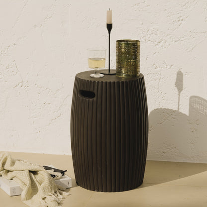 Jabari 35cm Garden Side Table - Lava Black