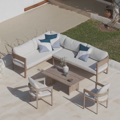 Imani 7 Seater Wooden Garden Corner Sofa Set with Coffee Table & 2 Imani Dining Chairs - Laura James