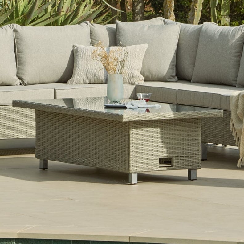 Aria Rattan Garden Raising Coffee Table - Light Grey